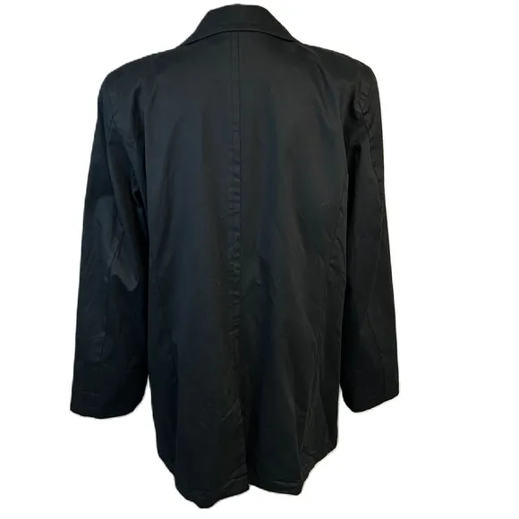 Brooks Brothers Trench Coat Jacket Womens Size L Button Up Waxed Cotton Black