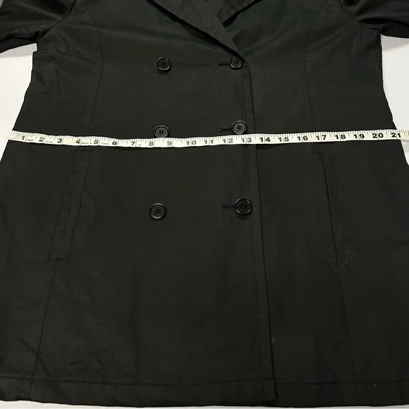 Brooks Brothers Trench Coat Jacket Womens Size L Button Up Waxed Cotton Black
