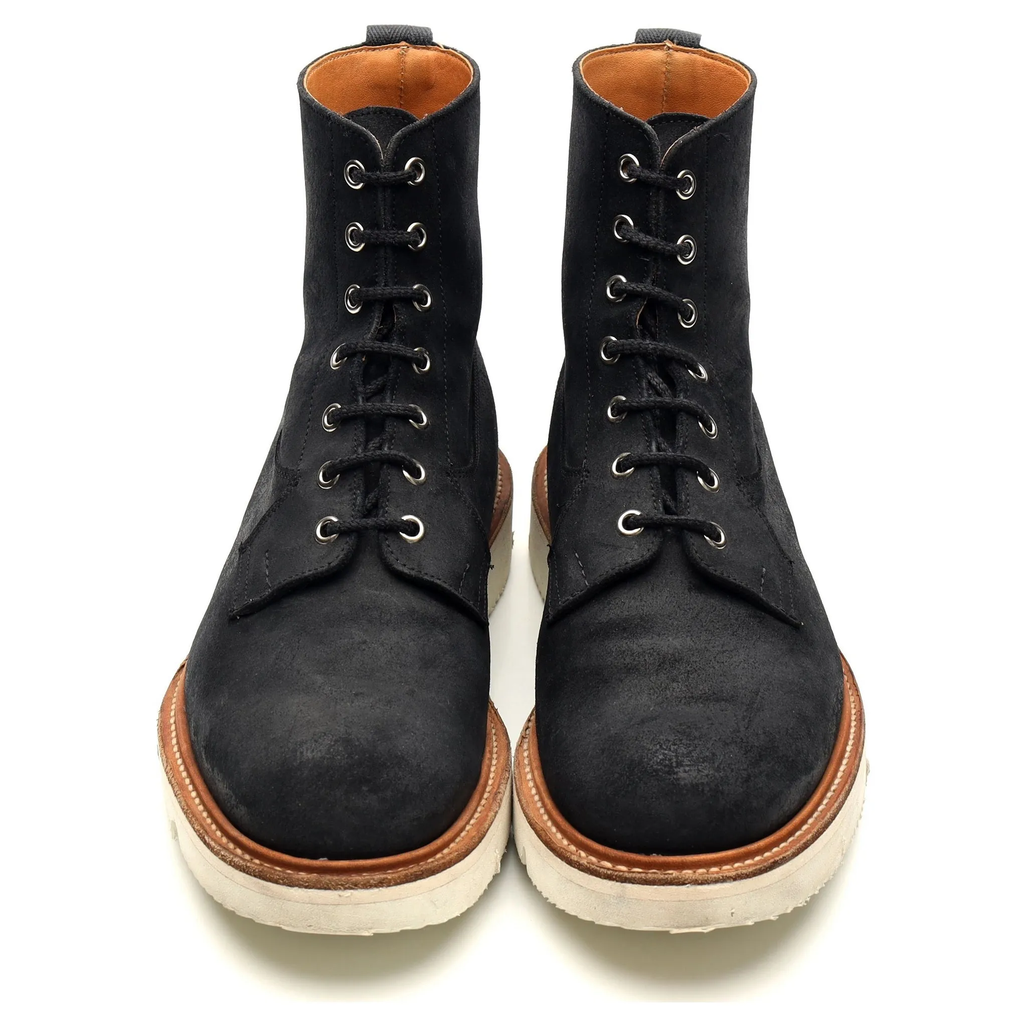 'Burford' Black Waxed Suede Boots UK 8