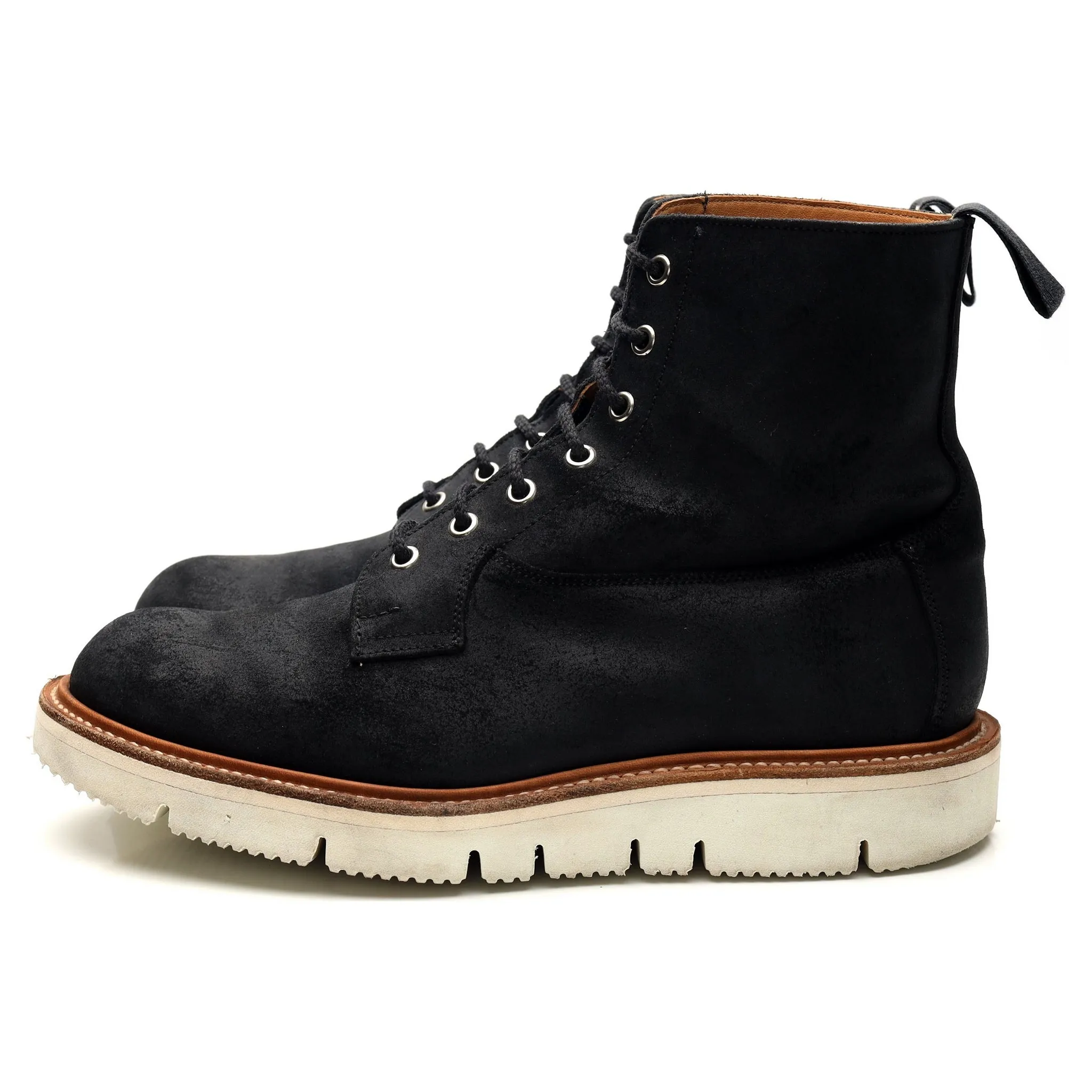 'Burford' Black Waxed Suede Boots UK 8