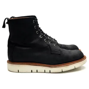'Burford' Black Waxed Suede Boots UK 8