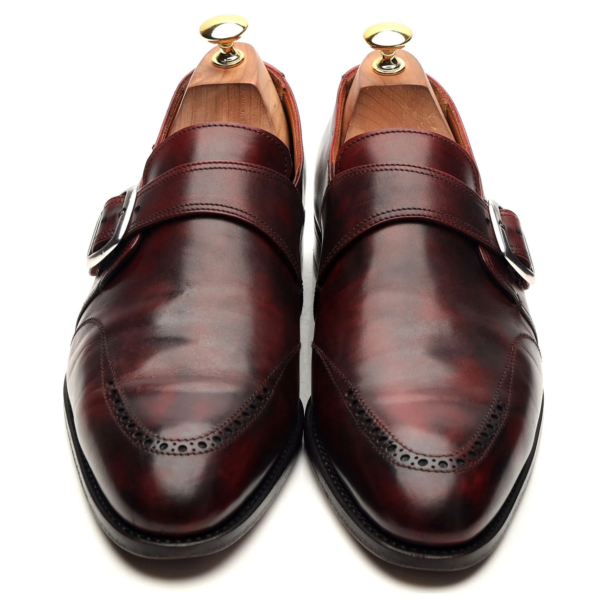 Burgundy Leather Monk Strap UK 10 EU 44