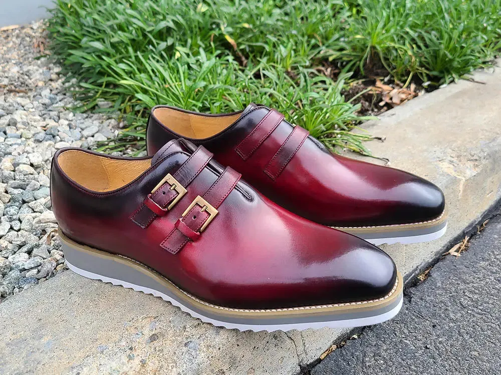 Burnished Double Monk Whole Cut Shoe