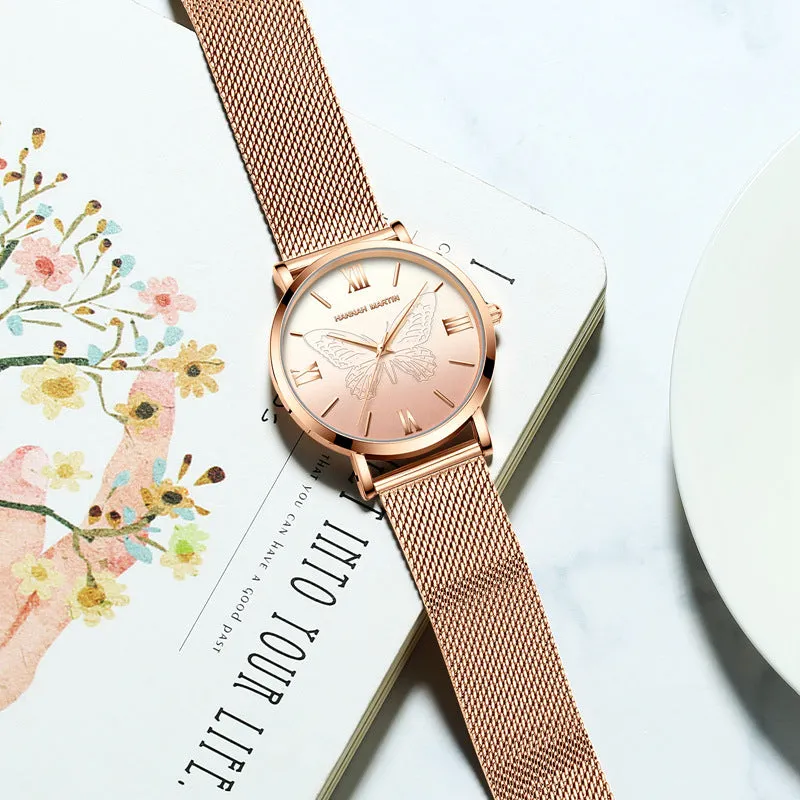 Butterfly Pattern Dial Women's Watch