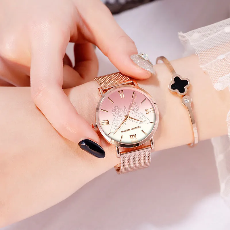 Butterfly Pattern Dial Women's Watch