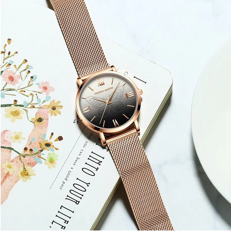 Butterfly Pattern Dial Women's Watch