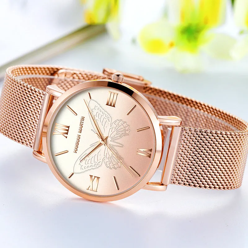 Butterfly Pattern Dial Women's Watch
