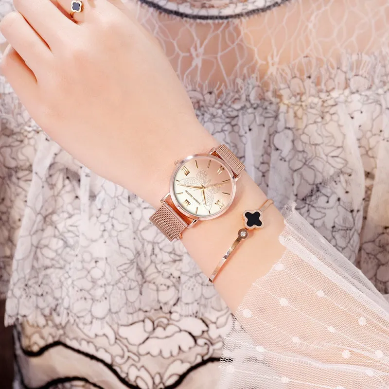 Butterfly Pattern Dial Women's Watch