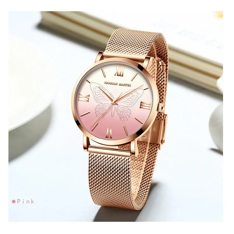 Butterfly Pattern Dial Women's Watch