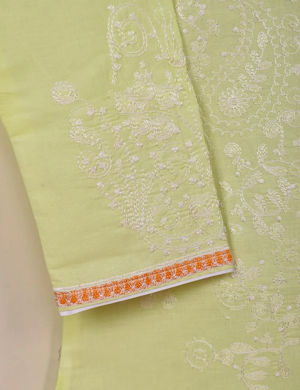 Cambric Embroidered Kurti - Blaze (T20-064-Yellow)