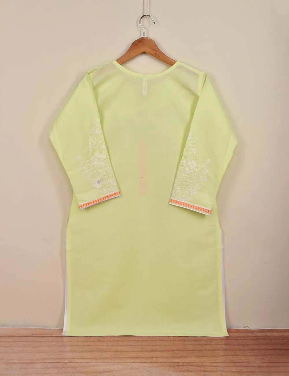 Cambric Embroidered Kurti - Blaze (T20-064-Yellow)
