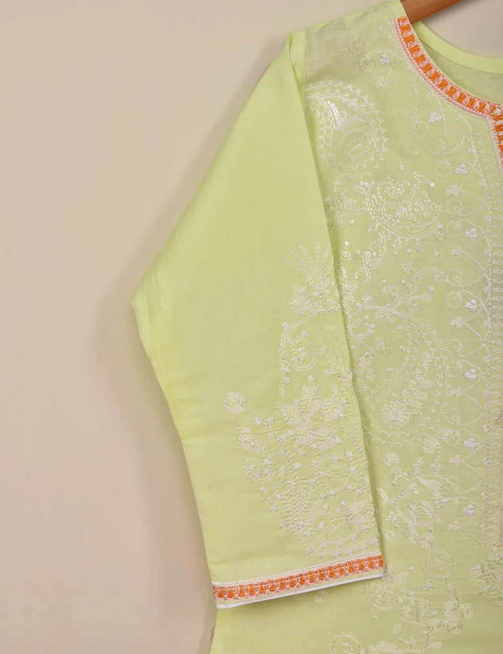Cambric Embroidered Kurti - Blaze (T20-064-Yellow)