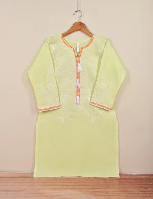 Cambric Embroidered Kurti - Blaze (T20-064-Yellow)
