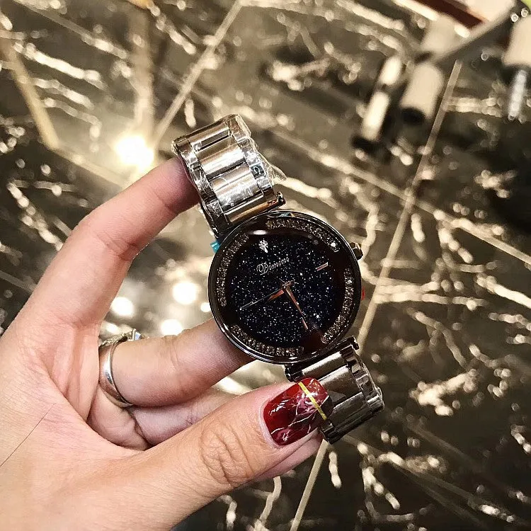 Caramel Starry Dial With Rhinestone Women's Watch