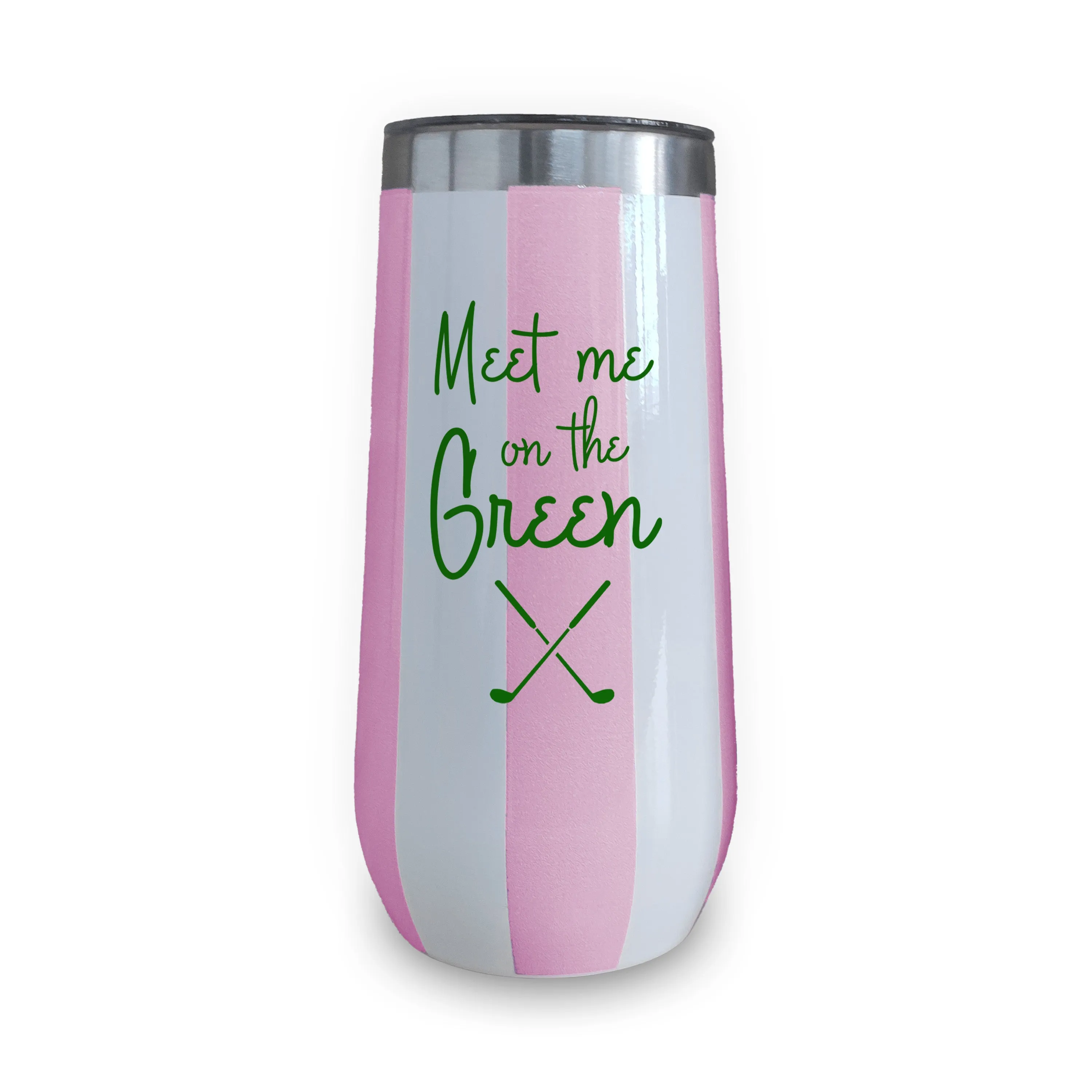 Champagne Tumbler (Pink & White Stripe) - Meet Me on the Green - Golf