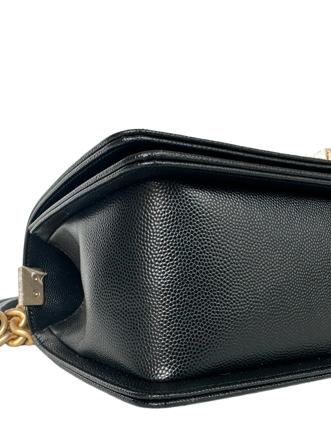 Chanel 2023 NEW Black Caviar Leather Quilted Medium Boy Bag