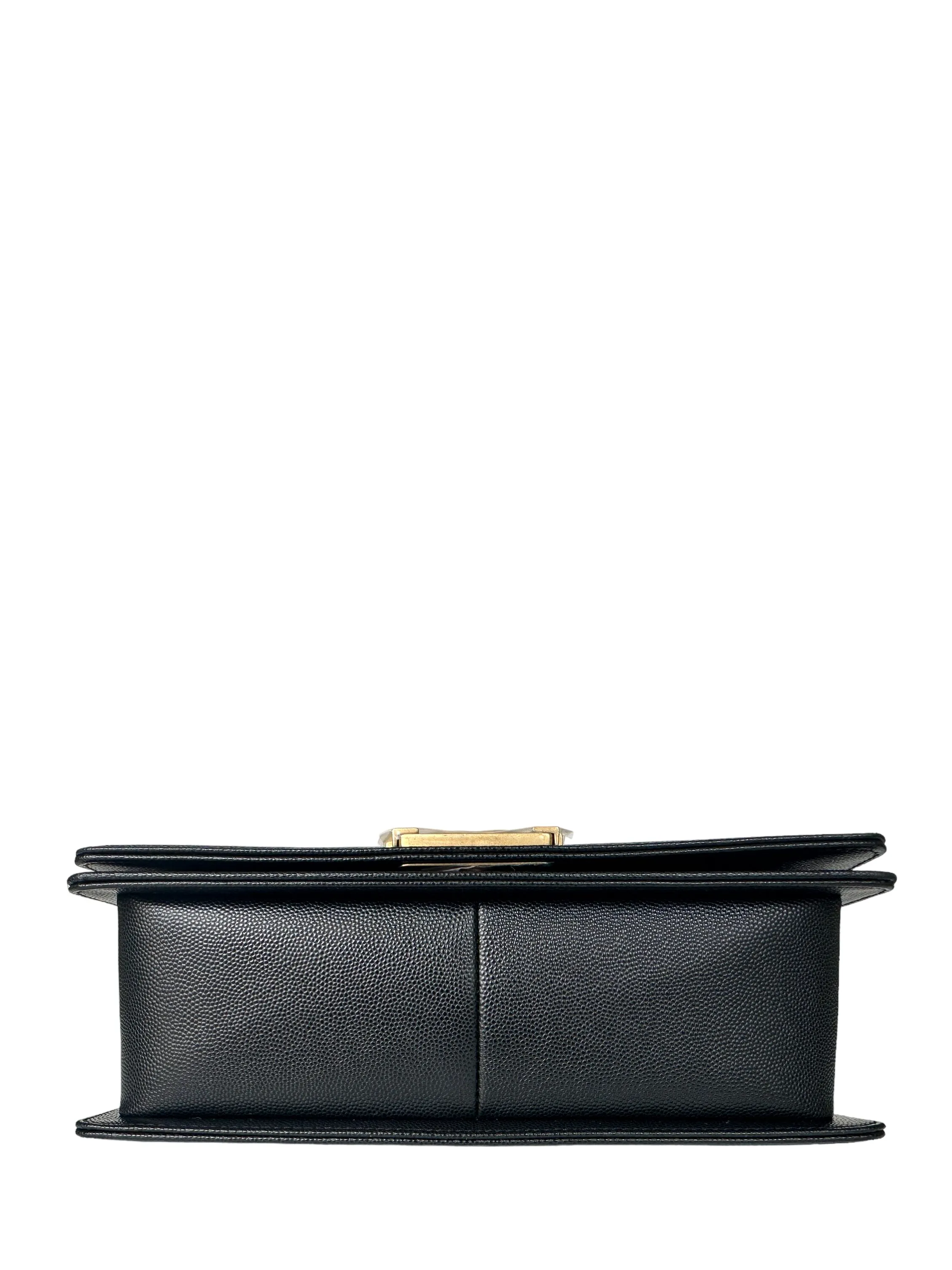 Chanel 2023 NEW Black Caviar Leather Quilted Medium Boy Bag