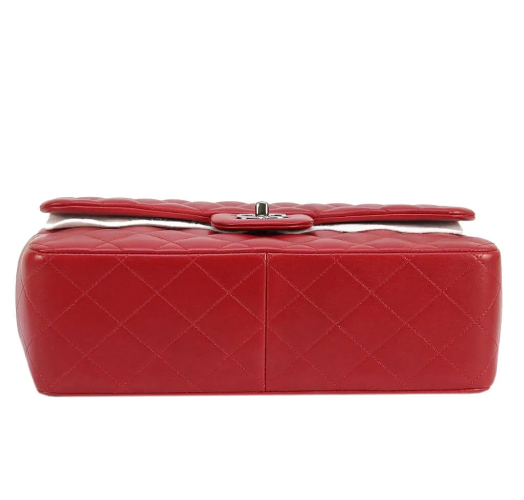 Chanel Jumbo Double Flap Bag Red Ruthenium Hardware