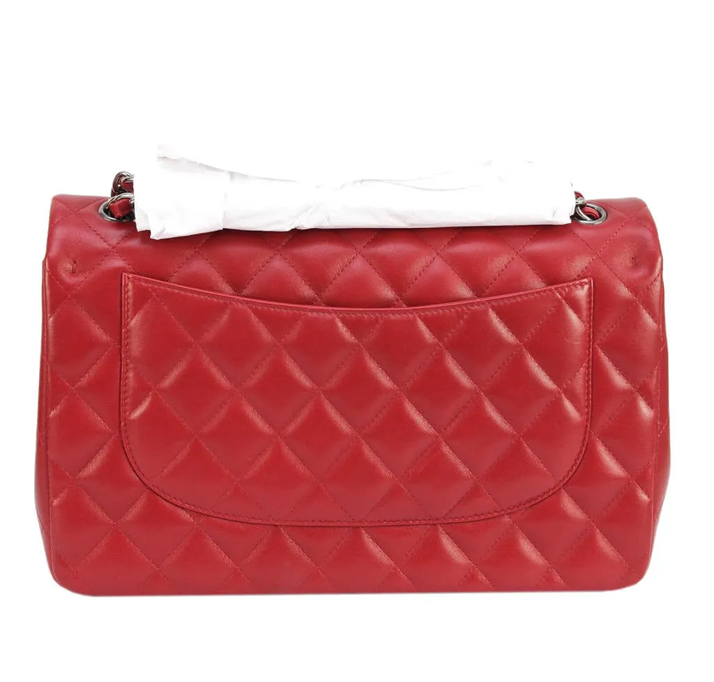 Chanel Jumbo Double Flap Bag Red Ruthenium Hardware