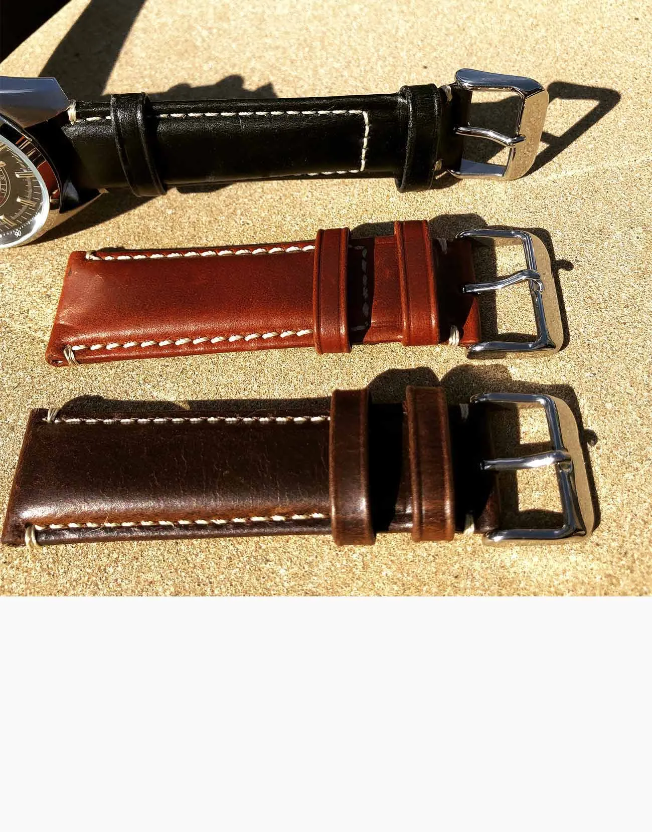 CHT Oil Tanned Leather White Contrast Stitching Water Resistant-Hadley-Roma MS885