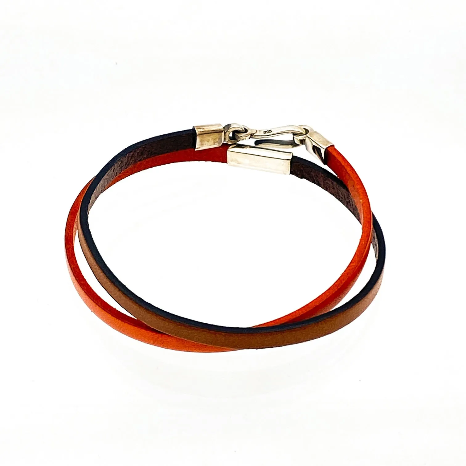 Color-Blocked Leather Double Wrap