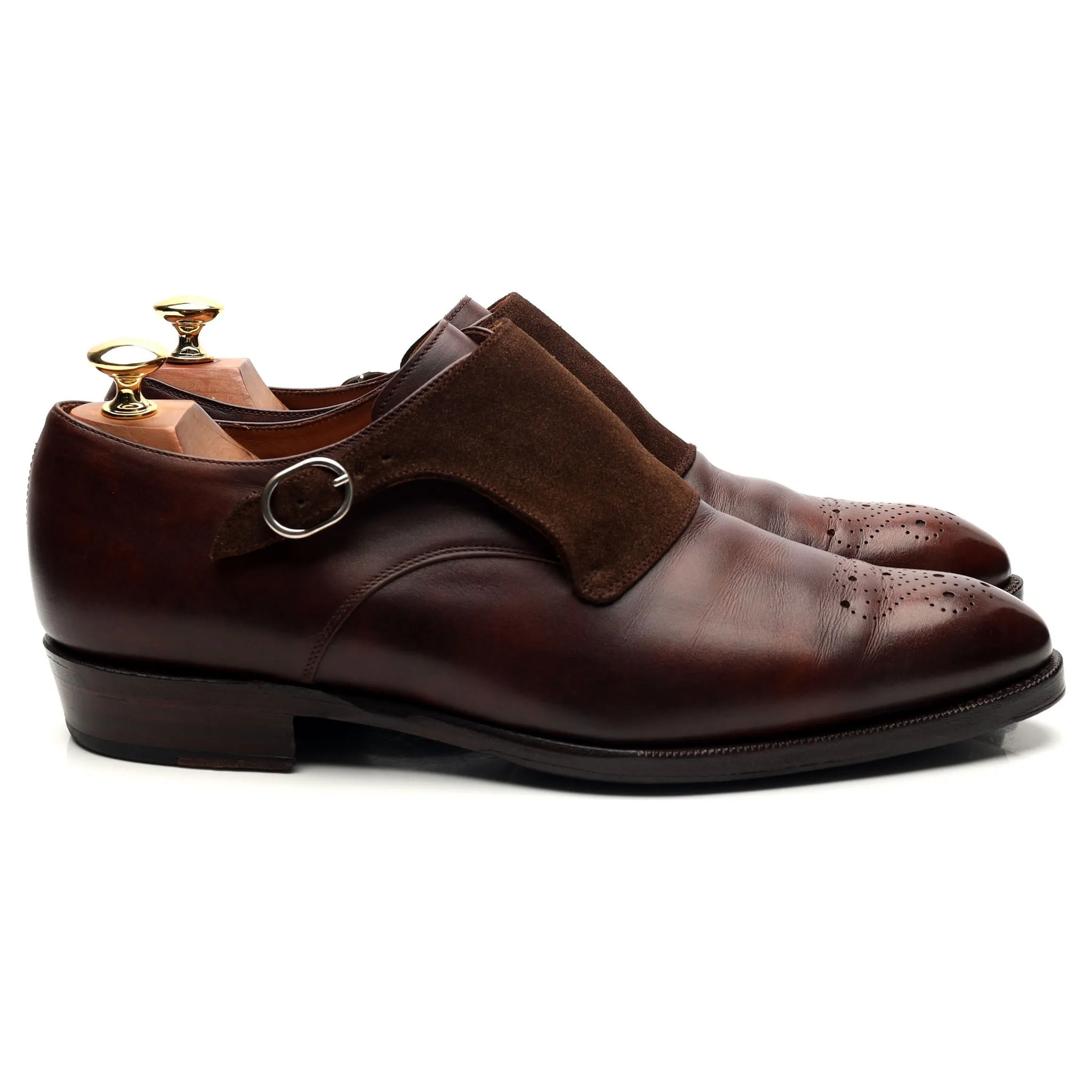 'Corliss' Brown Museum Leather Monk Strap UK 9 E