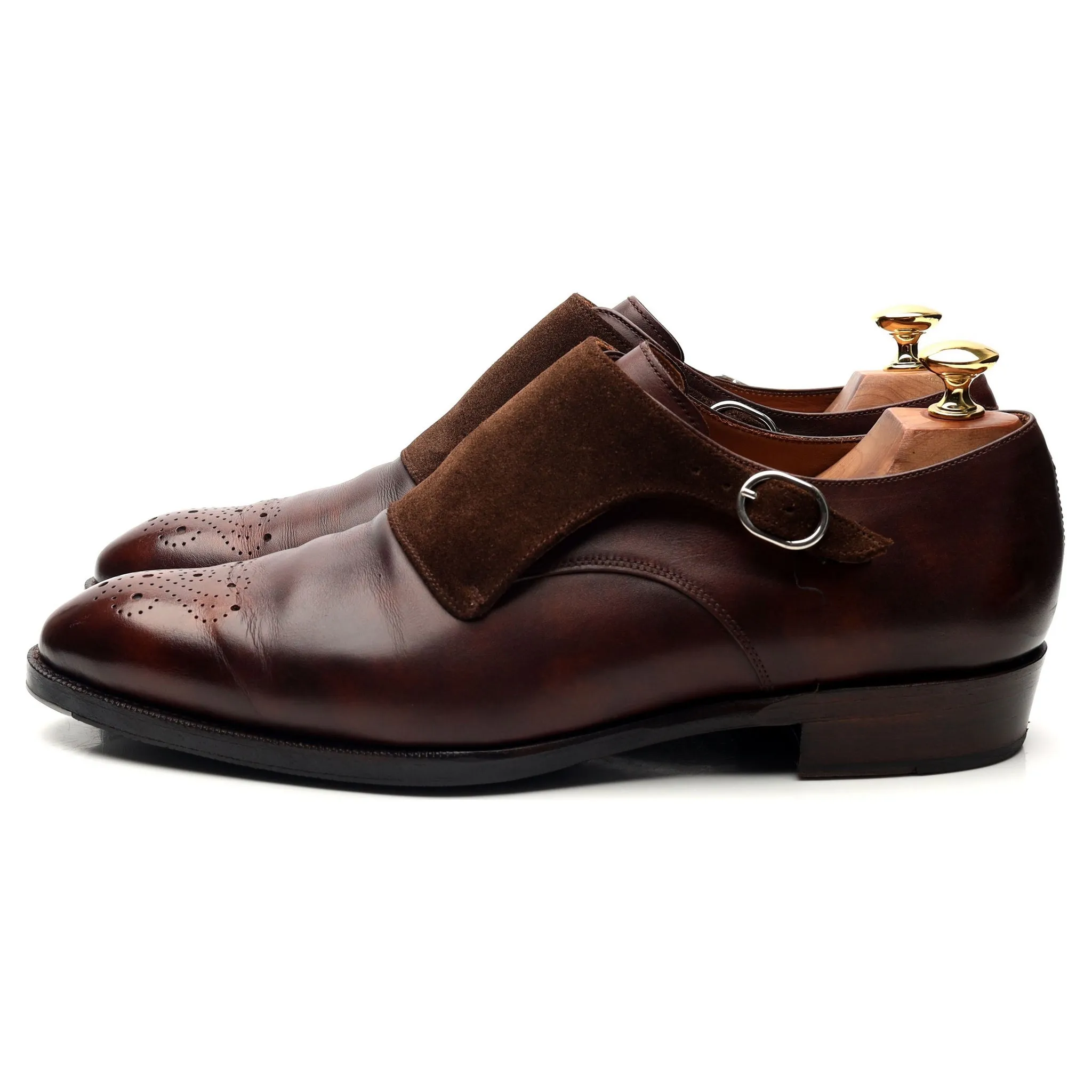 'Corliss' Brown Museum Leather Monk Strap UK 9 E