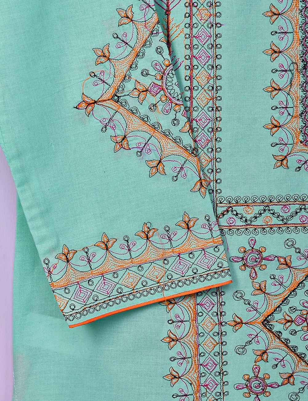 Cotton Embroidered Stitched Kurti - Baad e Saba (TS-088A-Ferozi)