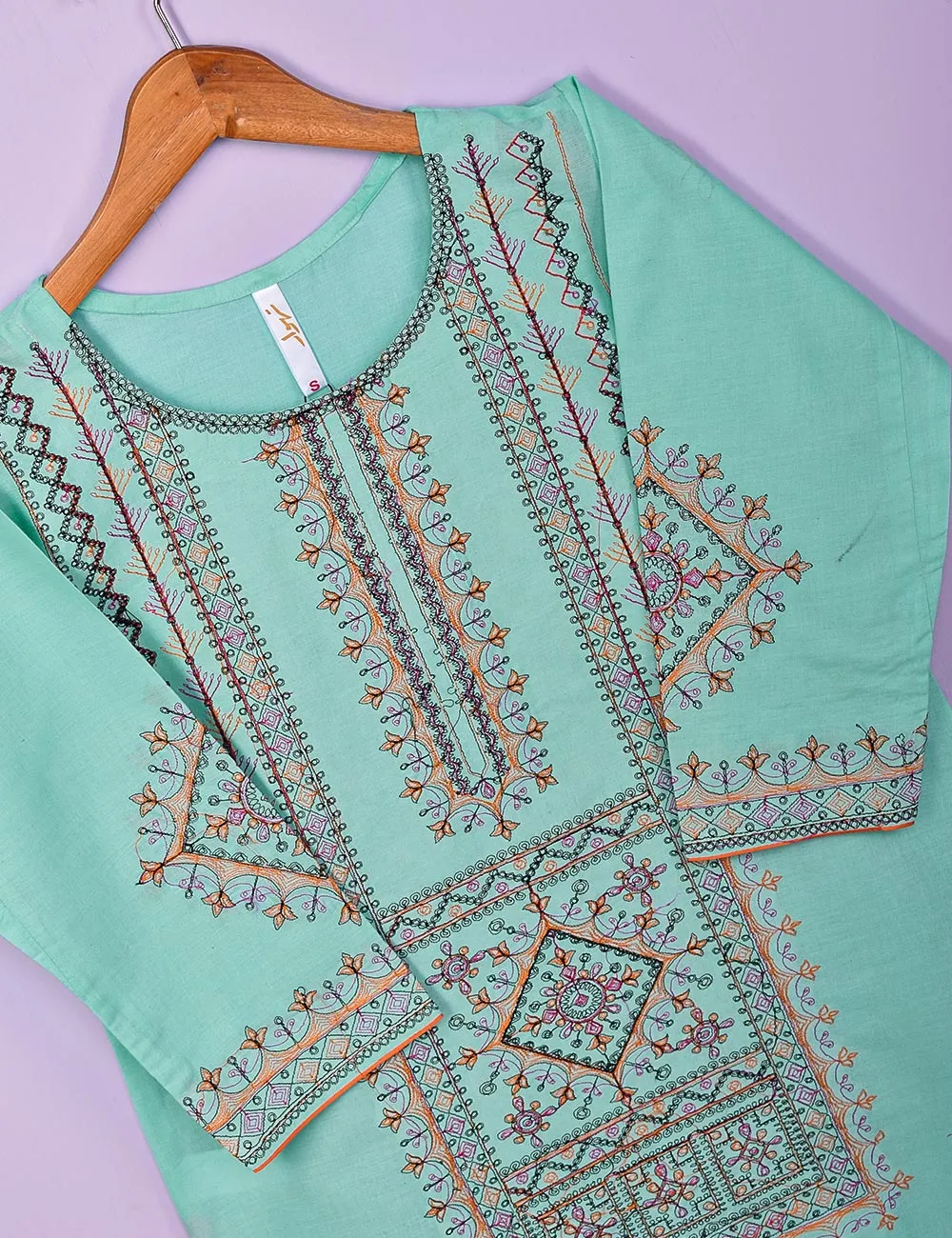 Cotton Embroidered Stitched Kurti - Baad e Saba (TS-088A-Ferozi)