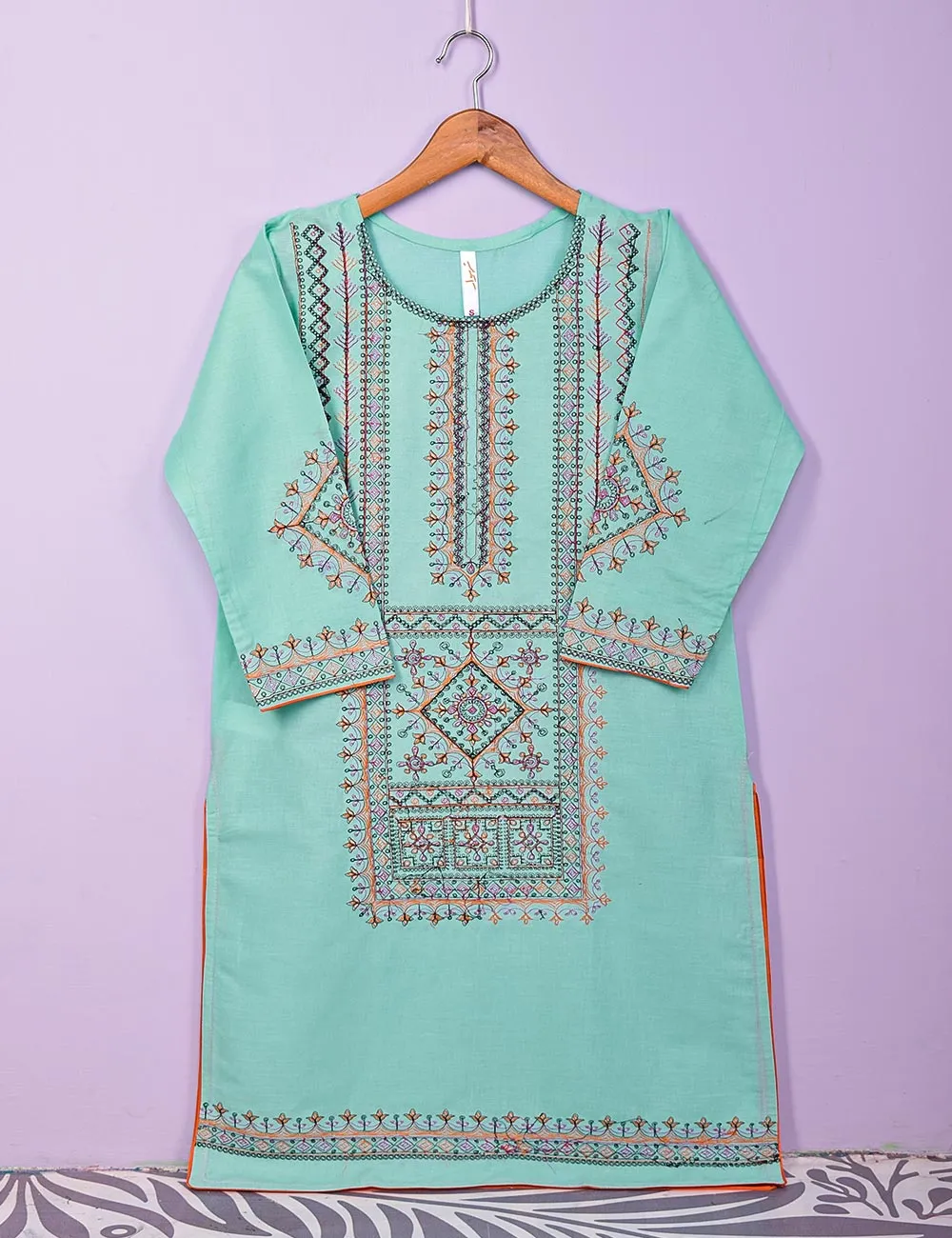 Cotton Embroidered Stitched Kurti - Baad e Saba (TS-088A-Ferozi)