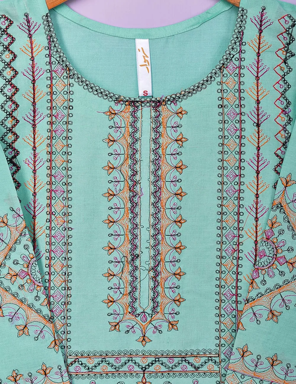 Cotton Embroidered Stitched Kurti - Baad e Saba (TS-088A-Ferozi)
