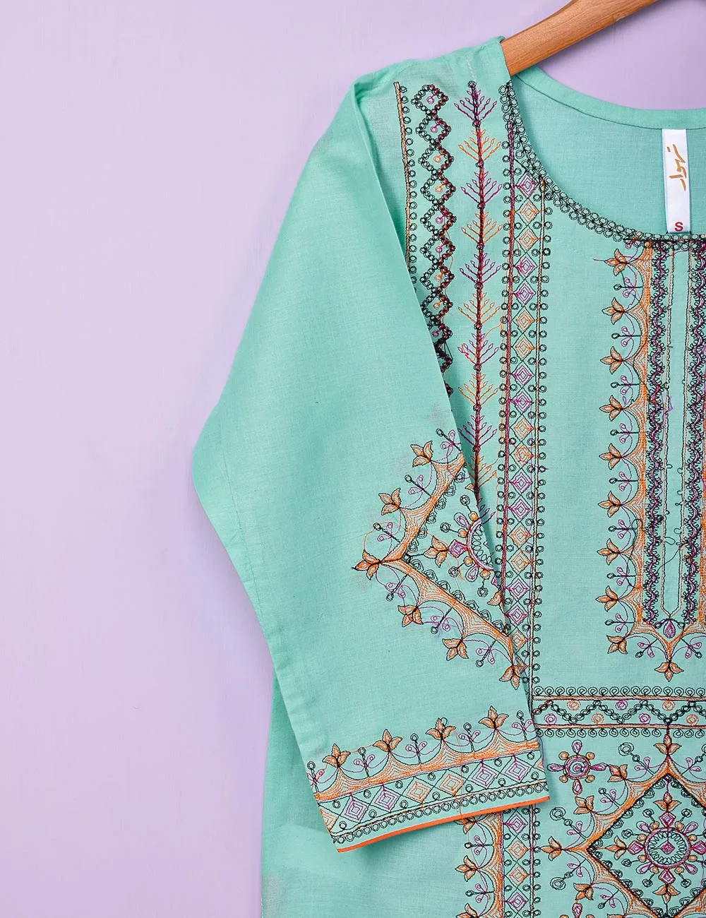Cotton Embroidered Stitched Kurti - Baad e Saba (TS-088A-Ferozi)
