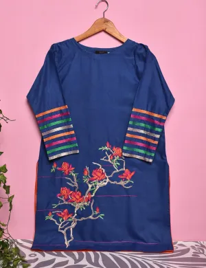 Cotton Embroidered Stitched Kurti - Neon Aurora (TS-018C-Blue)