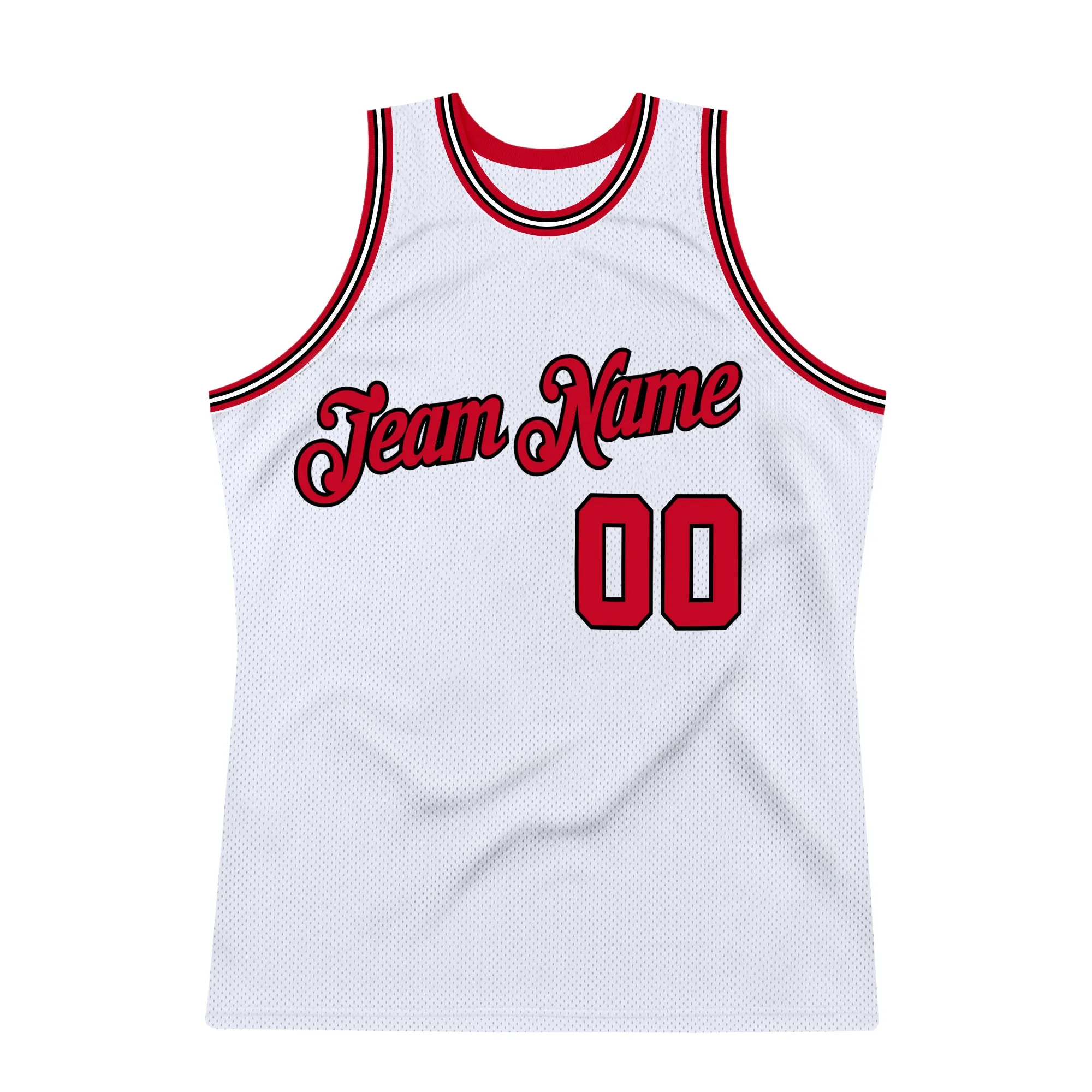 Custom White Red-Black Authentic Throwback Basketball Jersey
