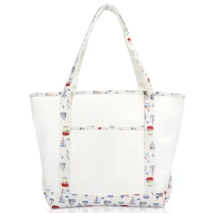 Dalix Sail Boat Tote Shoulder Bag Heavy Cotton Canvas