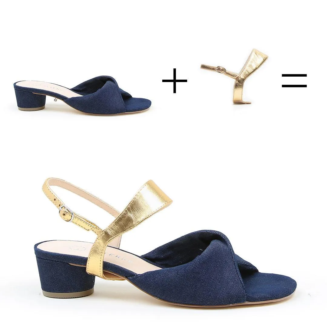 Denim Lo Twist Sandal   Gold Elsie Strap