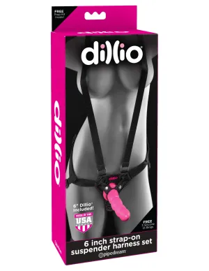 Dillio Pink - 6&quot; Strap-on Suspender Harness Set