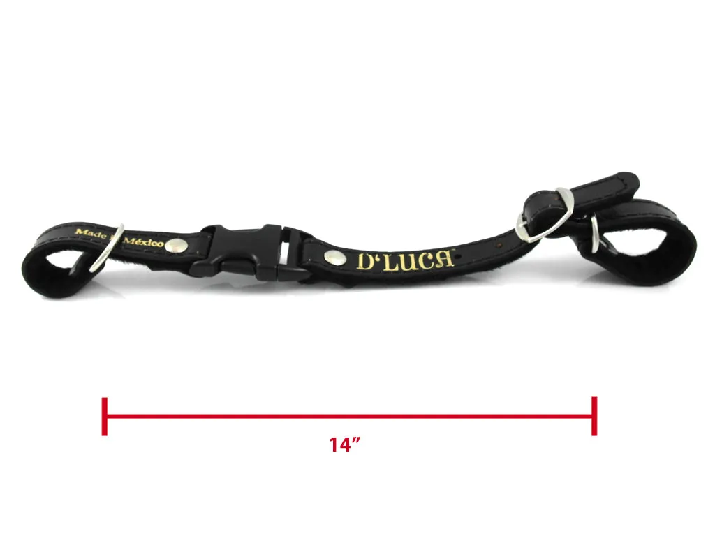 D'Luca Pro Series Leather Accordion Back Strap 14 Inches Long, Black