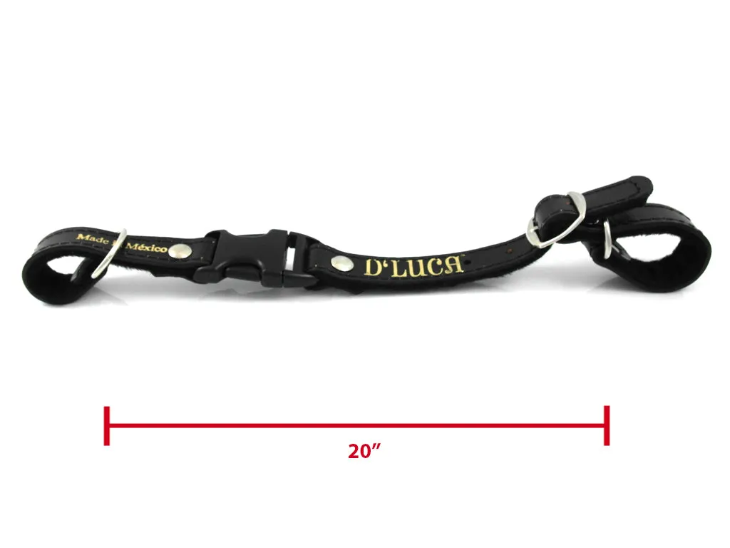 D'Luca Pro Series Leather Accordion Back Strap 20 Inches Long, Black