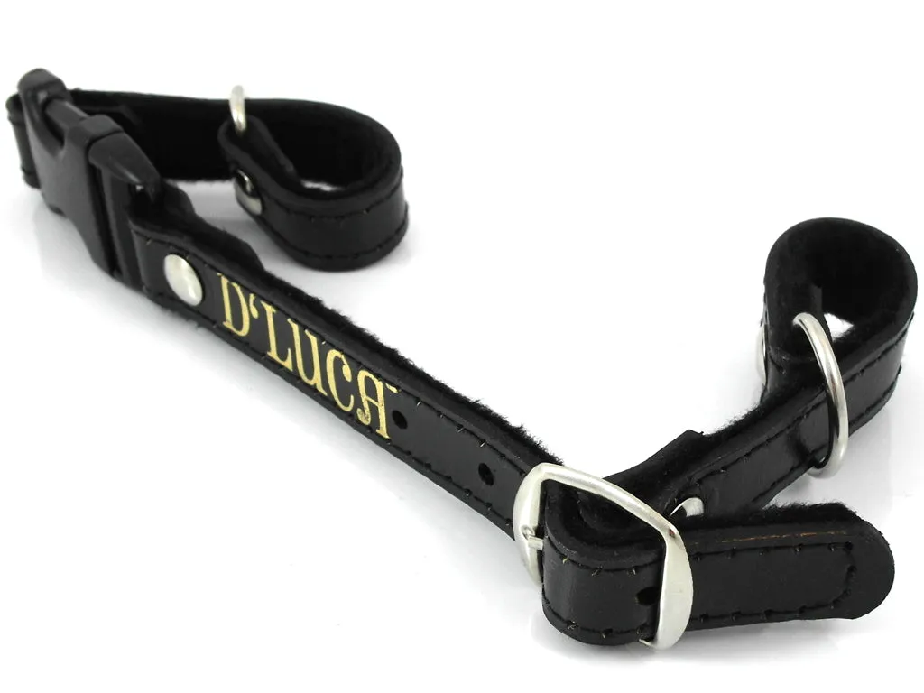 D'Luca Pro Series Leather Accordion Back Strap 20 Inches Long, Black