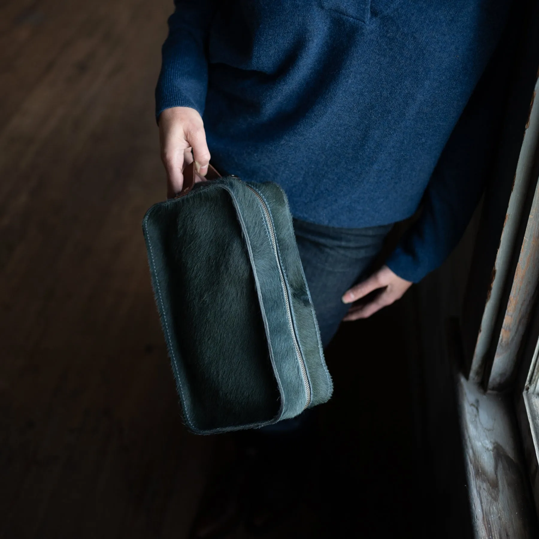 Dopp Kit | Pewter HH   Walnut Bison
