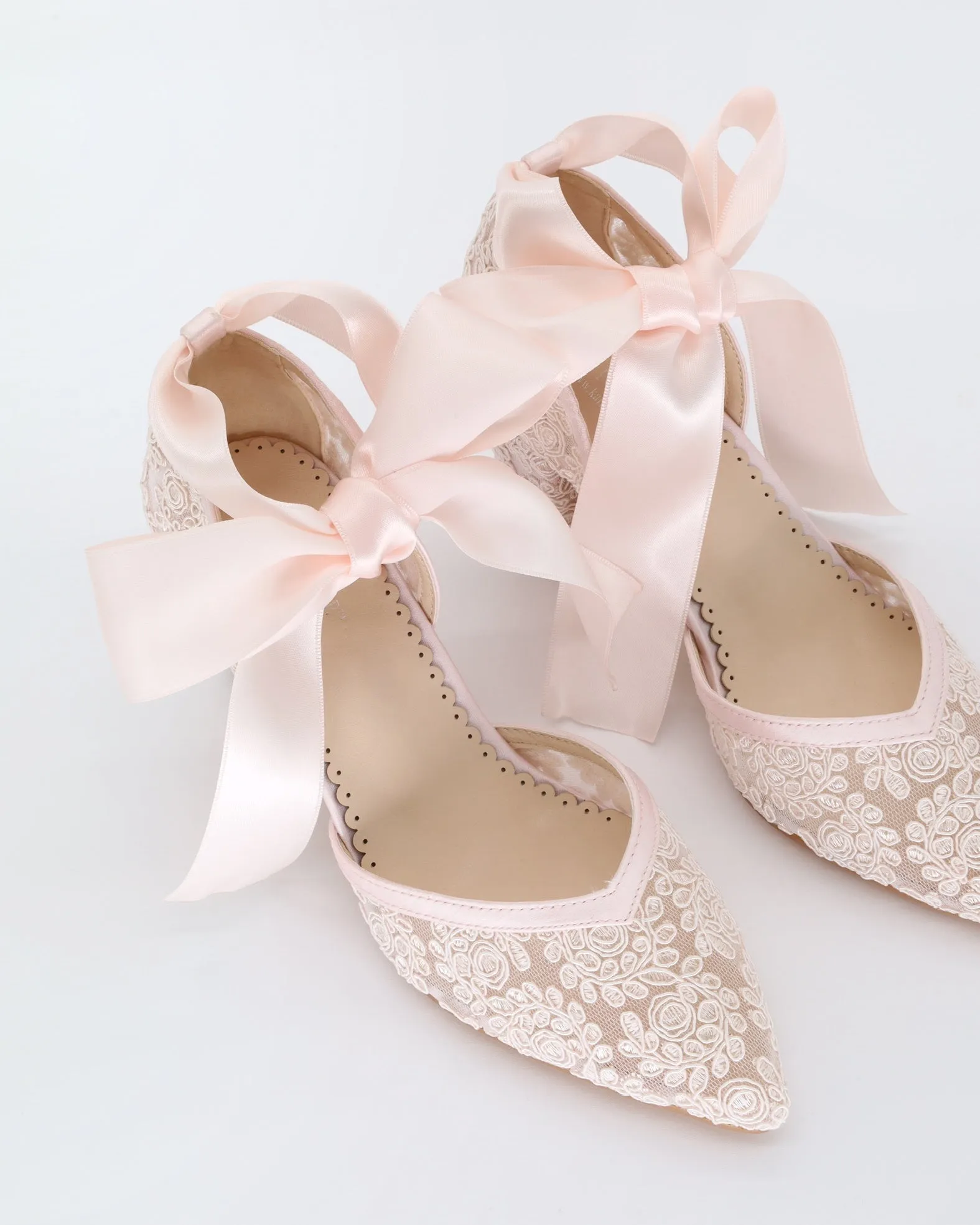 Dusty Pink Block Heel Lace Ankle Wrap Evening Shoes