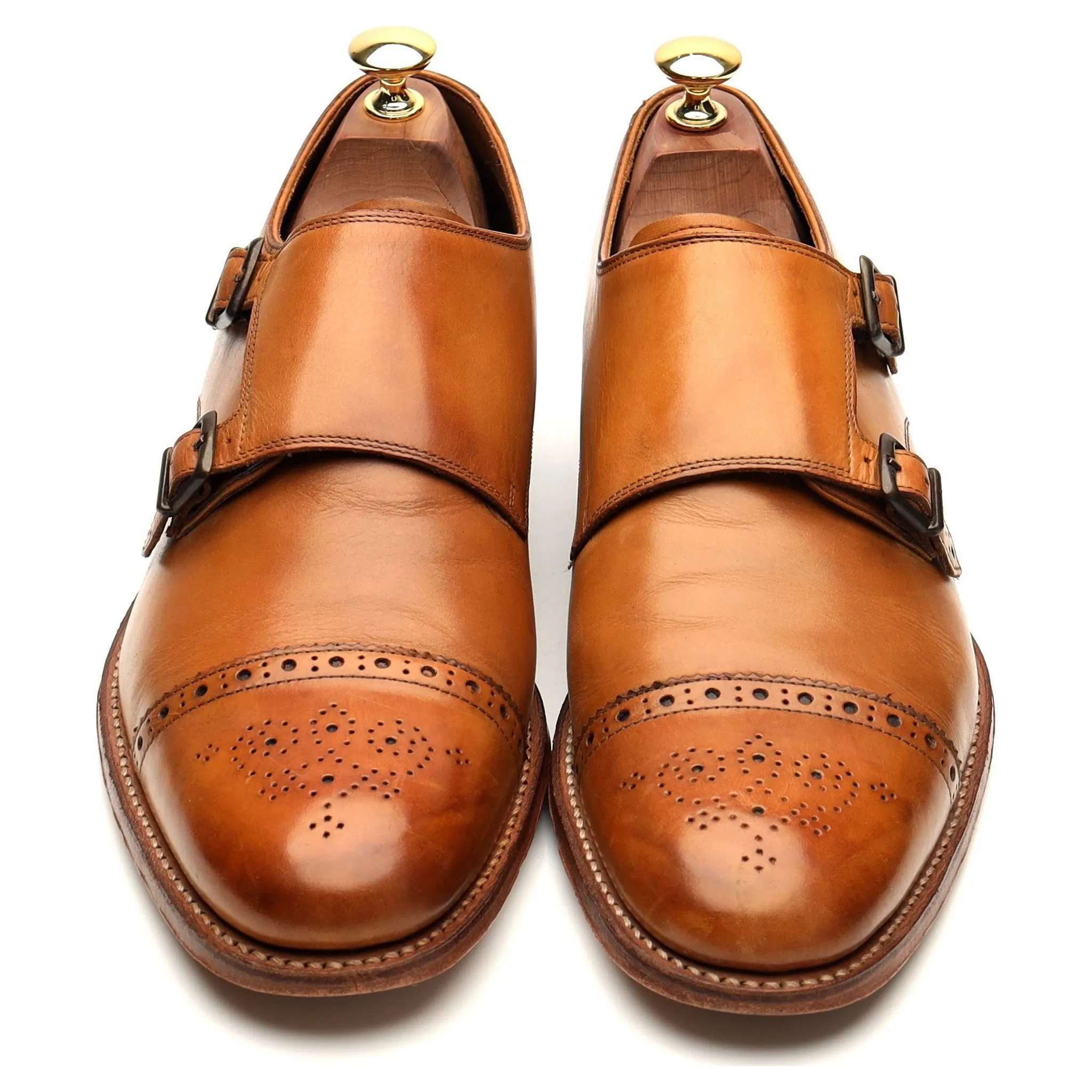 'Ellery' Tan Brown Leather Double Monk Strap UK 8 F