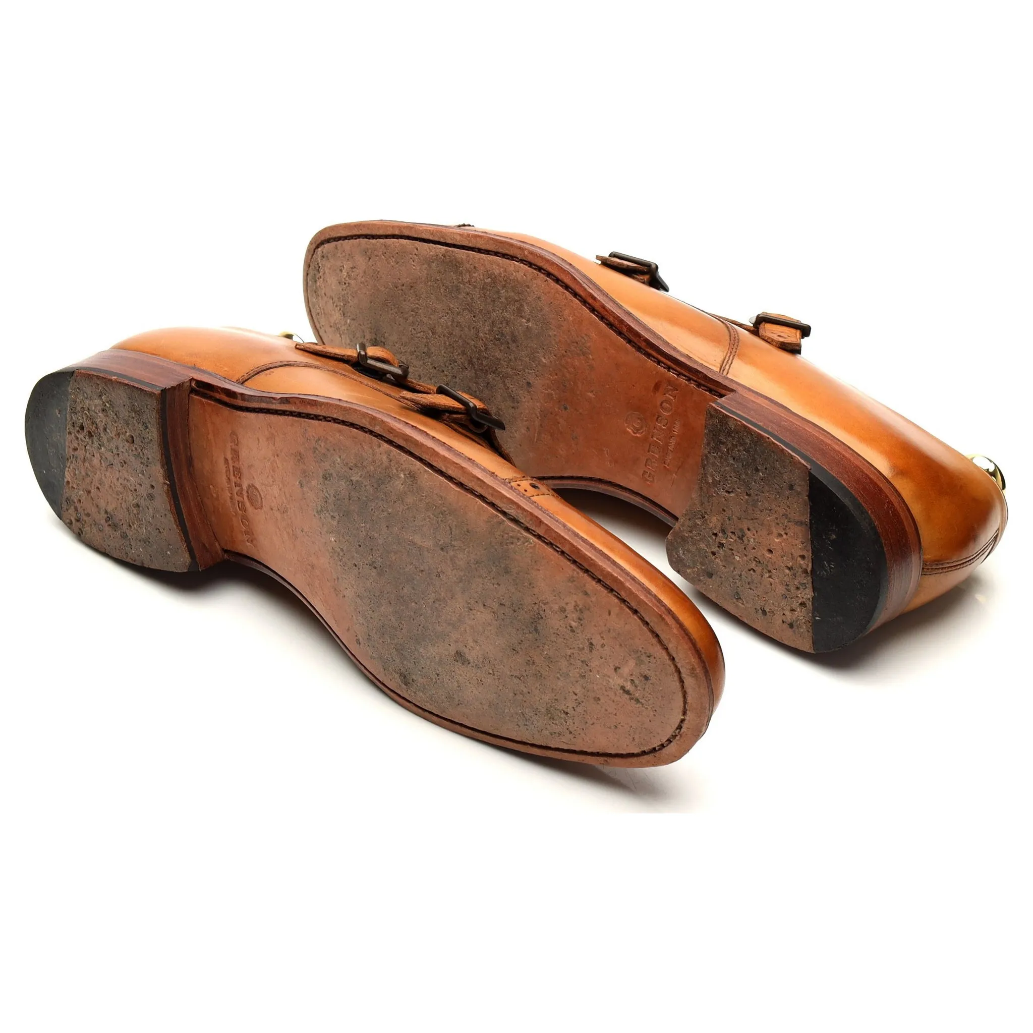'Ellery' Tan Brown Leather Double Monk Strap UK 8 F