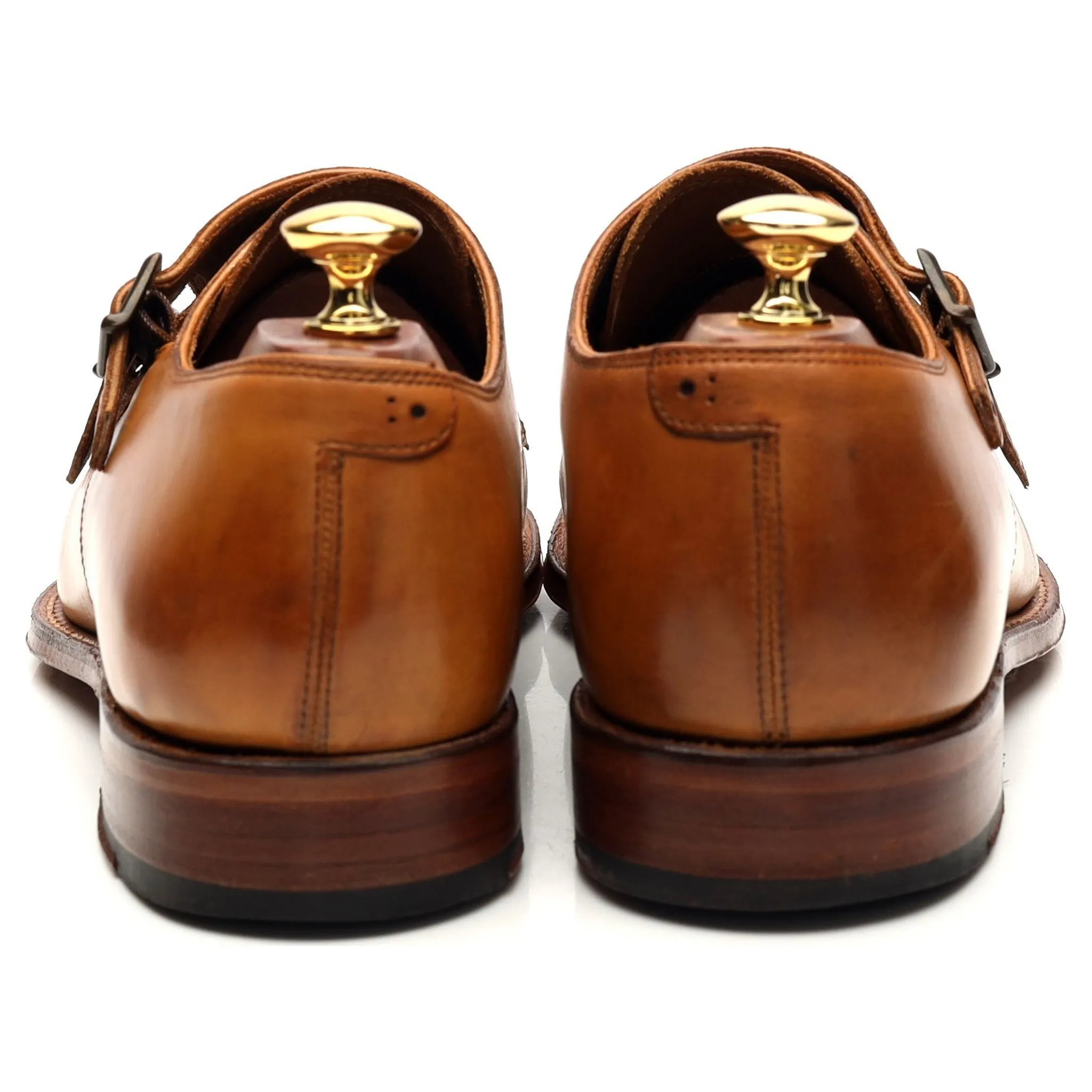 'Ellery' Tan Brown Leather Double Monk Strap UK 8 F