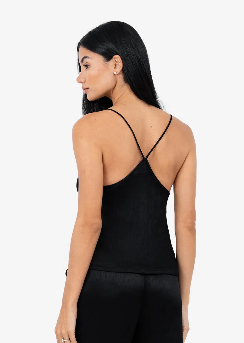 Embody Plisse Cami Shiny Black