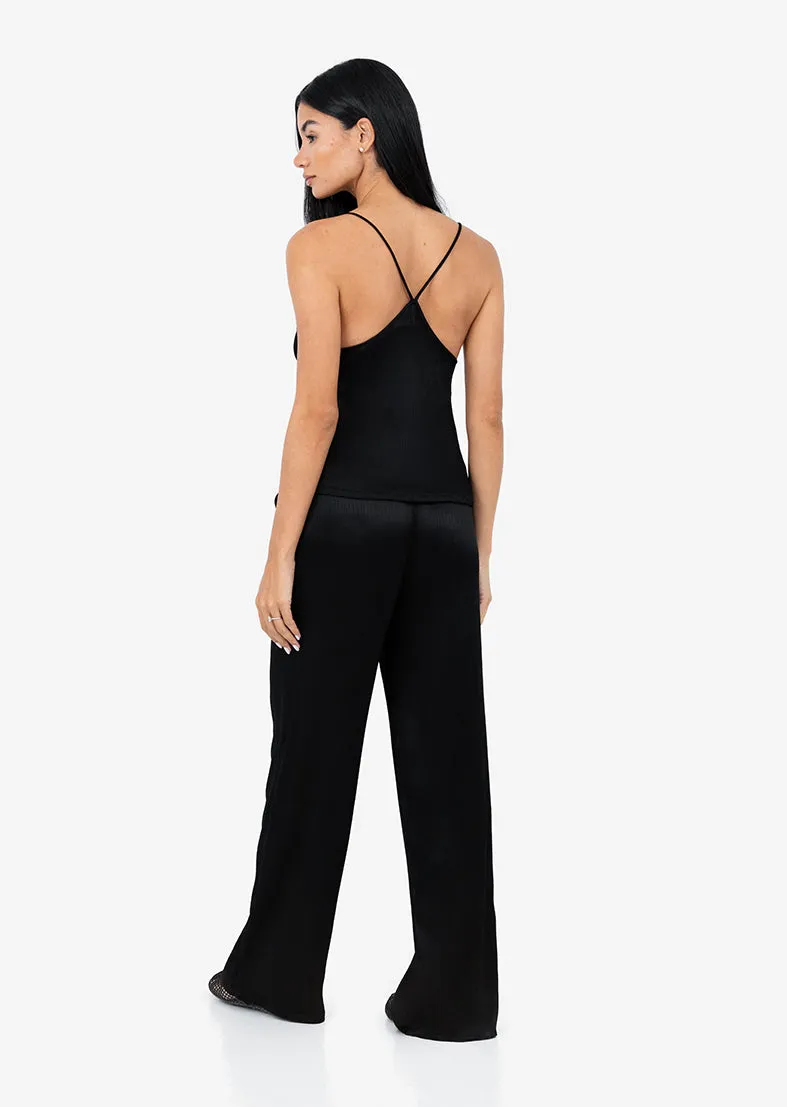 Embody Plisse Cami Shiny Black