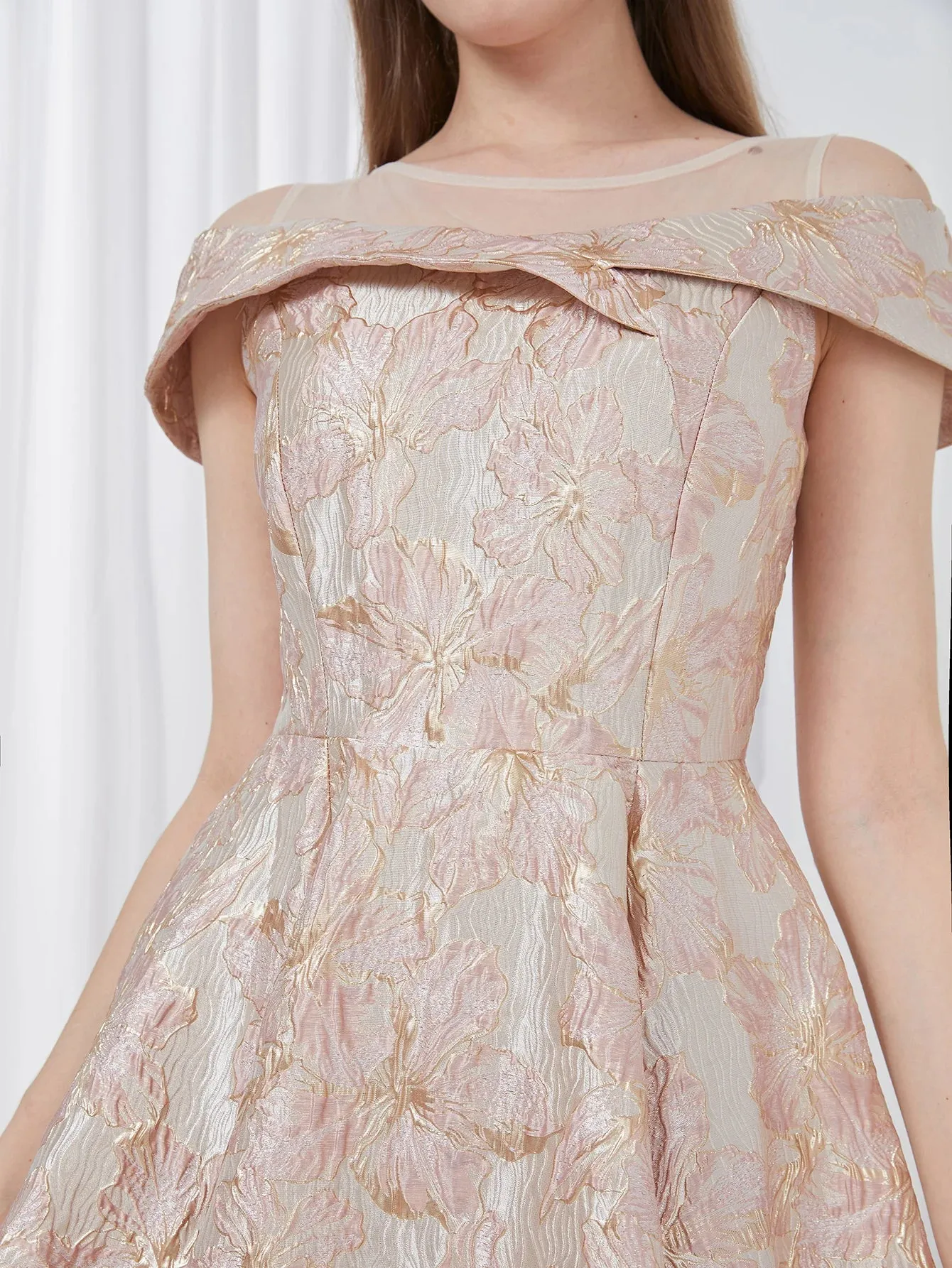 Embroidered Evening Ball Gown Dress
