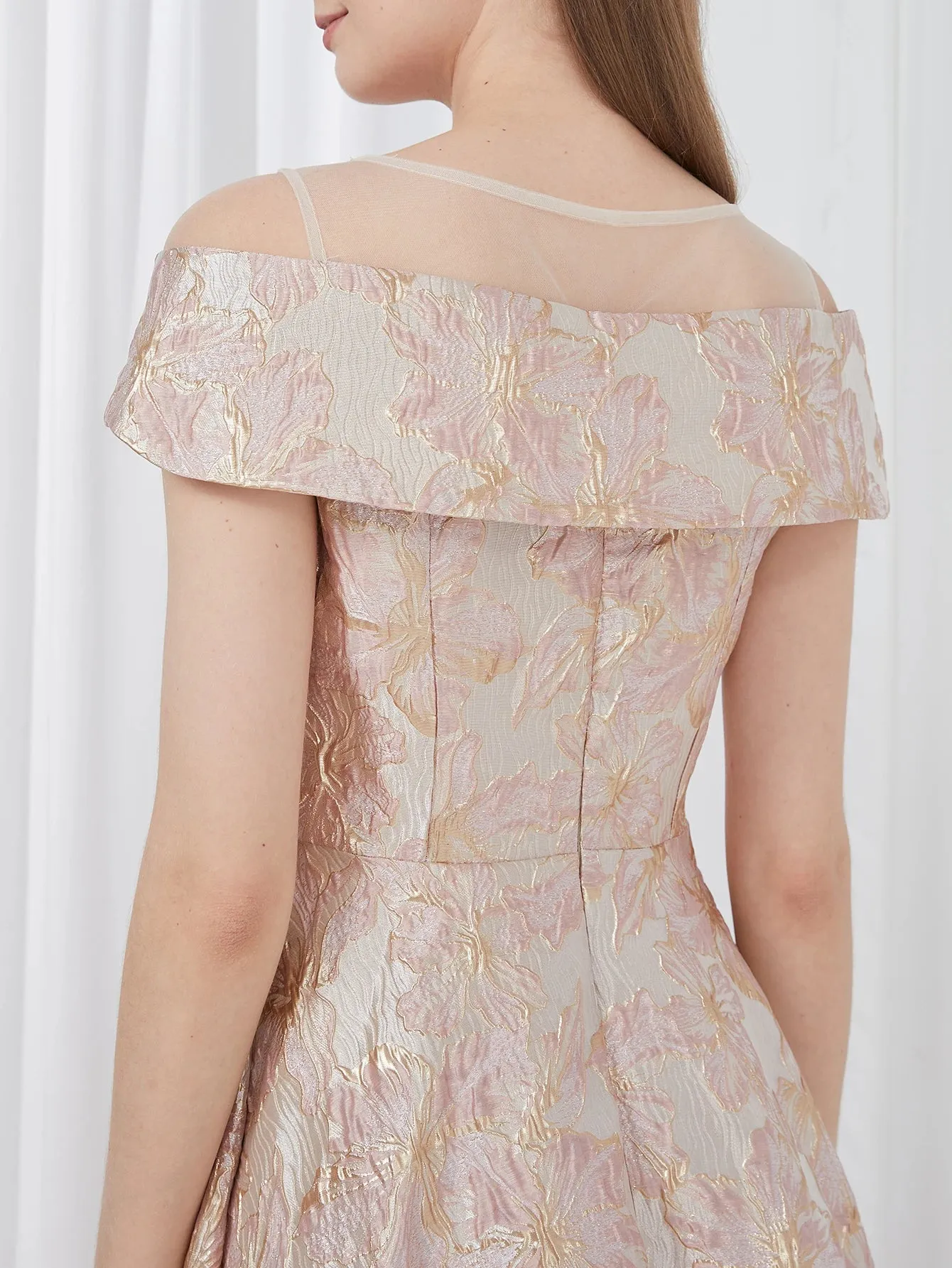 Embroidered Evening Ball Gown Dress