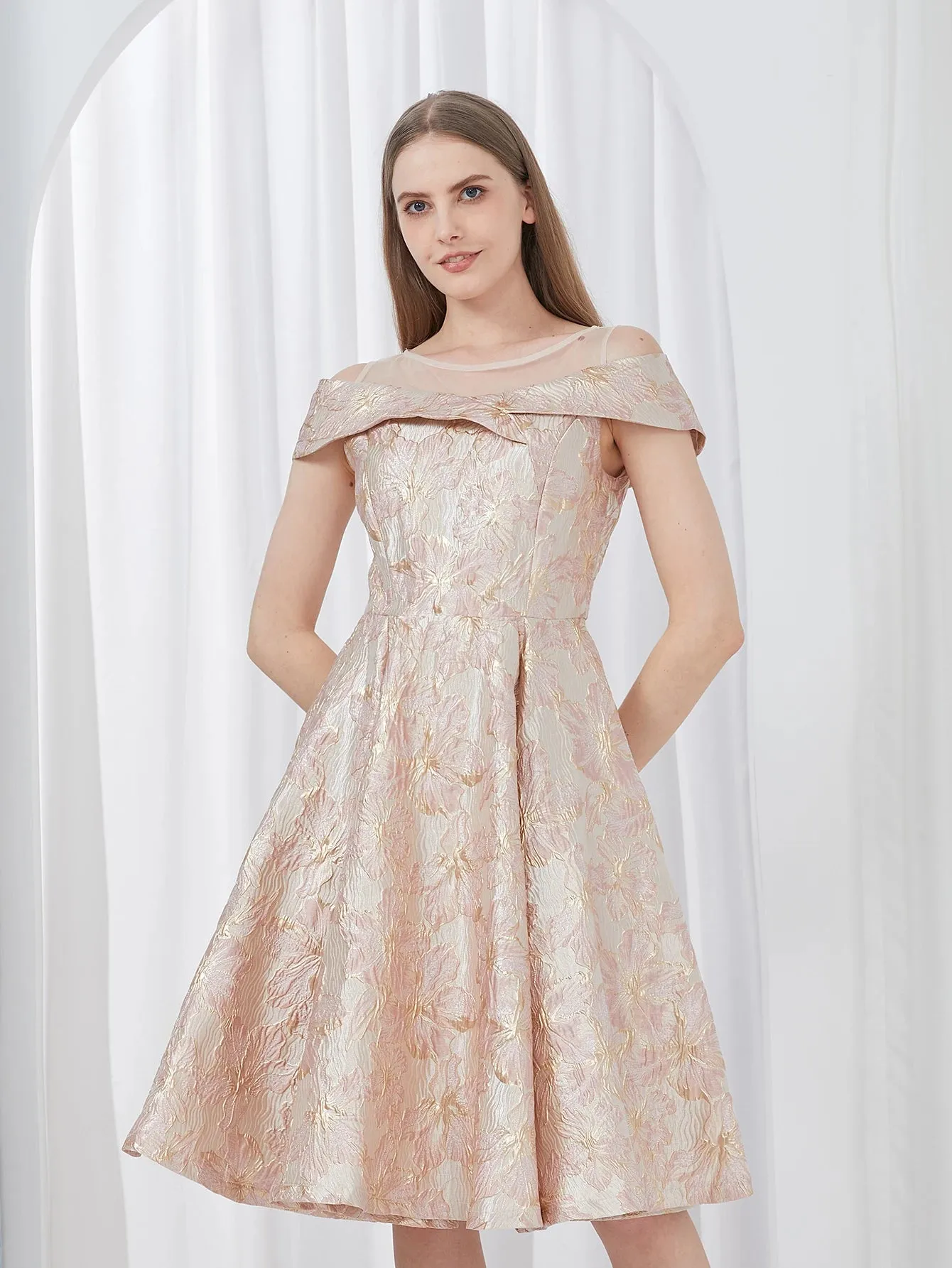 Embroidered Evening Ball Gown Dress